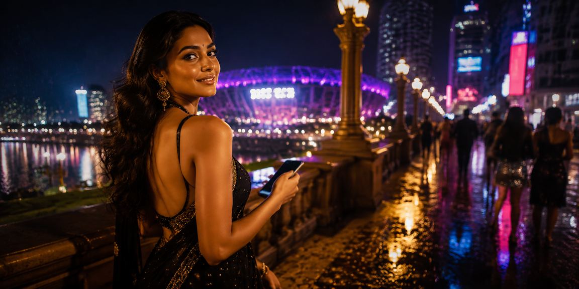 Night cityscape with celebratory casino bonus theme
