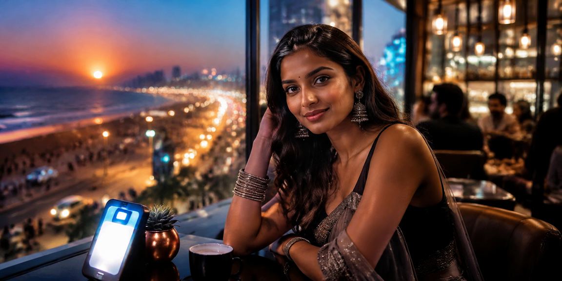 Young woman enjoying cashback bonus promotion on mobile in Chennai