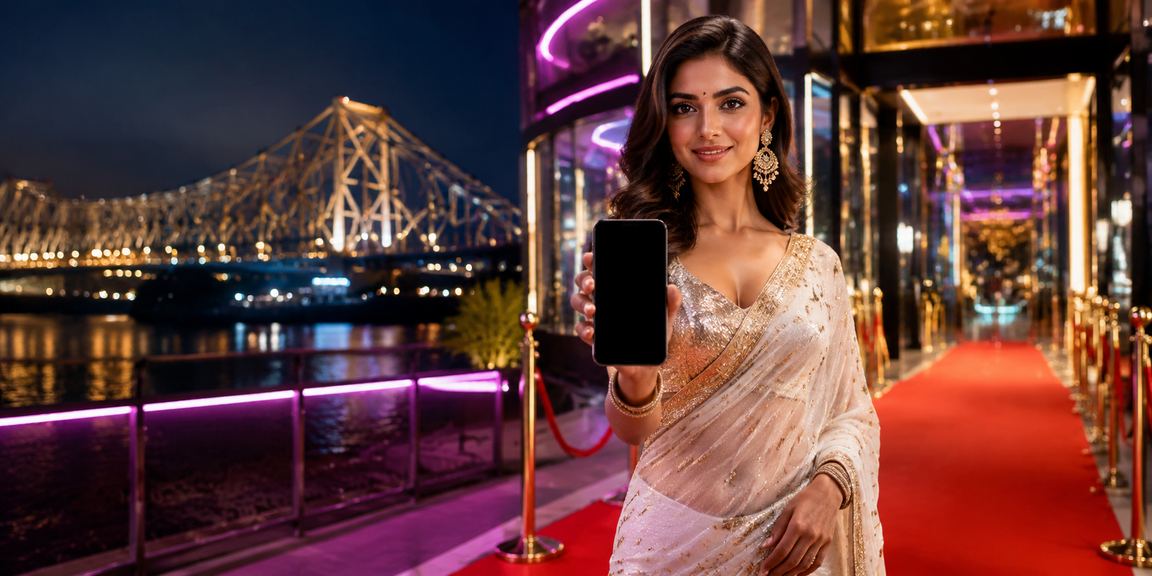 Woman playing Andar Bahar game on smartphone in Kolkata